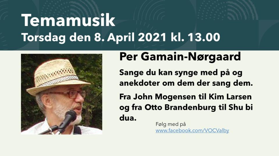 Tema musik Torsdag den 8. april 2021 - Per Gamain-N&oslash;rgaard