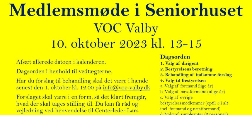Medlemsmøde Seniorhuset VOC Valby