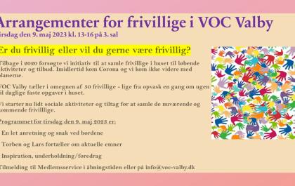 Arrangement for frivillige 9. maj 2023 kl. 13-16